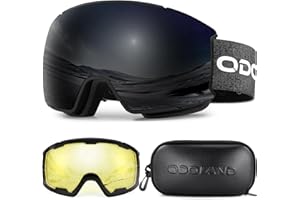 Odoland Set di Maschere da Sci con Lenti Rimovibili, Lenti Intercambiabili Magnetico Anti-Fog e Protezione UV, Occhiali da Sci per Adulti e Adolescenti, Compatibile con Casco