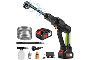 LIFELLERY Nettoyeur Haute Pression sur Batterie, 21V Max 200Bar Nettoyeur Haute Pression sans Fil avec Batterie 30AH et Chargeurs, Buse 6 en 1 et Buse Réglable à 180 °, Gamme Complète D'accessoires