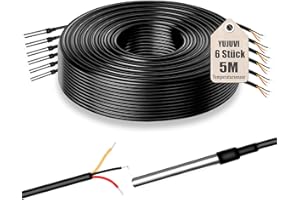 YUJUVI Temperatursensor 5m Kabel Wasserdicht Temperaturfühler 6 Stück Digitaler Edelstahl Temperatursensor kompatibel mit Arduino und Raspberry Pi kompatibel mit Shelly