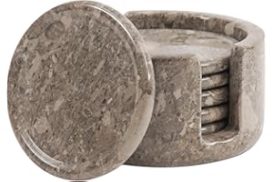 Radicaln Set di 6 sottobicchieri rotondi in marmo bianco, 8,9 cm, per decorazione della casa, tavolo da pranzo e centrotavola.