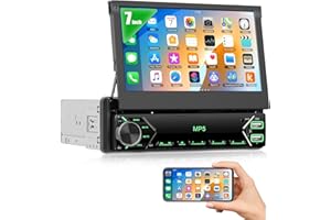 CAMECHO Radio 1 Din z Bluetooth, zestaw głośnomówiący, radio samochodowe z wysuwanym ekranem 7 cali, Mirror Link/FM Radio/Mirror Link/sterowanie kierownicą, obsługa USB/AUX/TF