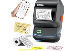 Memoking Etikettendrucker Selbstklebend, Beschriftungsgerät Bluetooth Label Printer Aufkleber drucker mit 2000 Symbolen und 300 Vorlagen, Label Maker für Einzelhandel, kleine Unternehmen, Schule, Heim