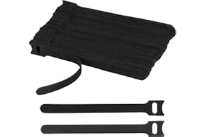 KRONWAHL ZESTAW 100 SZTUK opaski kablowe wielokrotnego użytku z rzepem, czarne, samoprzylepne i wyjątkowo mocne dla optymalnego zarządzania kablami, regulowane i zamykane paski na rzep