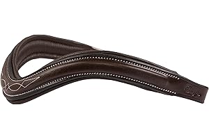 EXIONPRO Exion Frontal pour Bride de Cheval Anglais- Forme incurvée, rembourré en Cuir Souple, Frontal équestre Cousu Design
