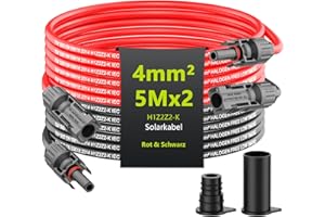 MXRPV Tool-Free Solarkabel 4mm²/6mm²,Solarkabel Verlängerung 1/2/3/5/10M,PV Kabel(4mm2, 5m)