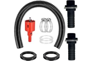 HBSFBH Regentonnen Verbindungsse tInkl.100cm Verbindungsschlauch, Lochöffner Und 2 Schlauchstutzen 25mm Mit Kontermutter, Regenfass Verbinder, Regentonnen Anschluss Set, Für Regentonne, Wassertanks,Zisternen