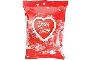 ‎TISE SÜSSWAREN Vielen Dank Herzen, 100er Pack (100 x 6.5 g) rot