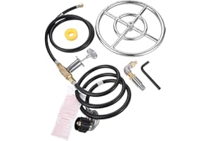 gohantee Kit d'assemblage de valve de brûleur à anneau de feu en acier inoxydable de 30,5 cm pour gaz propane, pièces de rechange pour foyer à gaz propane, cheminées extérieures 90 000 BTU