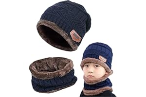 Gxlaihly Wintermütze für Kinder,Kinder Winter Warm Beanie Mütze und Loop Schal Schlauchschal Set,Kinder Wintermütze Beanie Hut,Wintermütze und Schal-Set für Jungen Mädchen von 6-15 Jahren