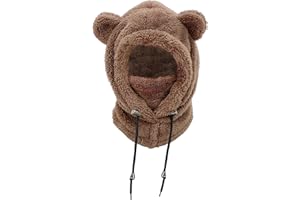 NLAND Cagoule Enfants Bonnet Echarpe Bébé Fille Garçon Hiver Chaud Cache Oreilles Mignon Chapeaux en Capuche Multifonction Thermique Coupe-Vent pour 3-8 Ans