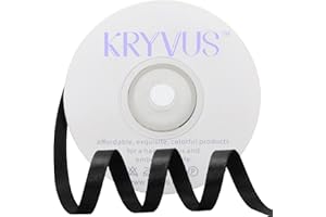 Kryvus Black Satin Ribbon, 6mm x 22M Single Face Black Ribbon, Solid Color Satin Ribbon Perfect for Gift Wrapping, Crafts, Bow Making, Sewing and Wedding Decorations
