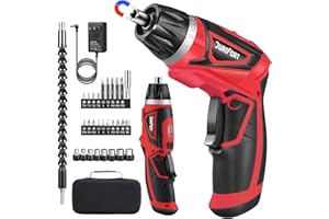 DuroFort 8V Cordless Electric Screwdriver Set, 10+1 Torque Power Screwdriver Set with Rechargeable Battery & Pivoting Handle with Carrying Case/LED Front Light with 30pcs Bits, Battery Indicator