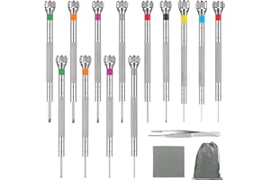 LYJOW 16 Stück Uhrenwerkzeug Schraubenzieher Set Kleine Präzisions Uhrmacher Schraubendreher Kit Mit Pinzette Tüchern Und Organizer Uhrmacherwerkzeug Für Uhren Brillen Juwelier Mini Werkzeuge Reparatur