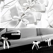 Fiocchi Nuziali Per Auto - 25 Pezzi In Raso Bianco, Decorazioni Per Matrimonio | Facili Da Applicare E Rimuovere