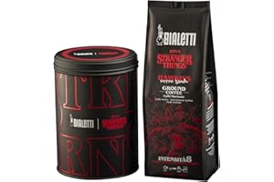 Bialetti Café moulu Stranger Things – Boîte métallique + sachet 250 g, mélange Hawkins 50% Arabica 50% Robusta, édition collector avec design de la série
