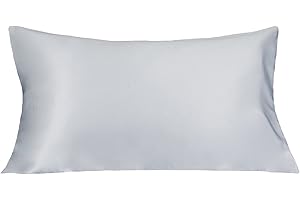 LULUSILK Kissenbezug, 100 % reine Seide, 16 Momme, mit verdecktem Reißverschluss, schont Haut und Haare, 1 Stück 40 x 80 cm Gris Plateado