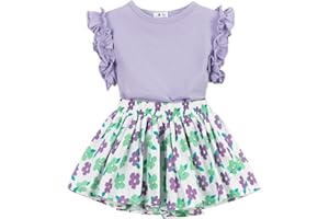 Miipat Bébé Fille Vêtements D'été Top à Manches Volantées et Short Imprimé Pour Jeunes Enfants Ensemble De 2 Pièces