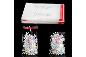 KINETOX 300 Pièces Sacs en Sachet Emballage Transparent Biscuit Petit Auto-adhésifs Sacs Sachet Cellophane Transparents 10 x 18 cm OPP Emballage pour Biscuits Bonbons Chocolat Bijoux Boucles d'oreilles