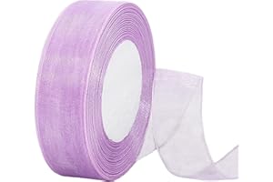 HONGCI 45m Organzaband Violett 38mm Breit Chiffo Geschenkband,Transparentes Organza Bänder Chiffonband Schleifenband Dekoband Geschenkverpackung Deko Band Tüllband für Weihnachten Hochzeit Taufe Geburtstag