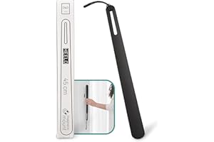 ‎D&D LIVING D&D Living® Design Schuhlöffel 45 cm extra stabil - Schuhanzieher aus Edelstahl mit Magnet oder Schlaufe zum Aufhängen | Metall lang (Schwarz glatt)