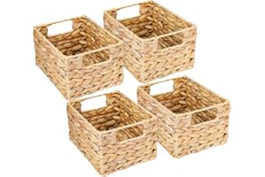 HMF kosz do przechowywania, pleciony kosz z hiacyntu wodnego z trzciny morskiej | 4-częściowy zestaw | rozmiar S | 22 x 17 x 12 cm