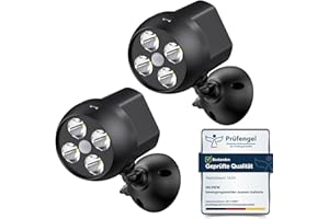 NICREW Lampe extérieure avec capteur de mouvement Imperméable à l'eau, Projecteur LED avec capteur sans fil, Lumière extérieure de Sécurité pour escalier, couloir, jardin, terrasse (Lot de 2)