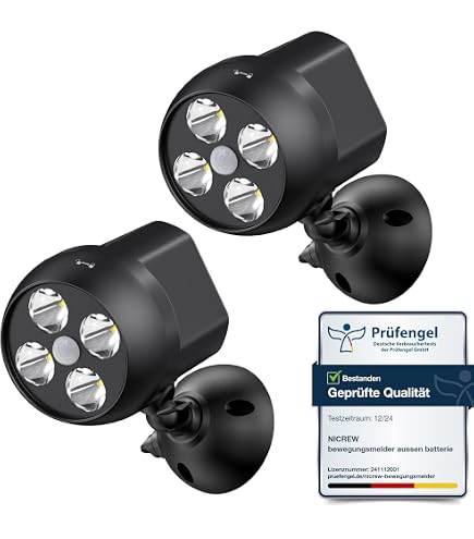 ASOFTY 6-LED Motion Sensor Security Light – Outdoor Battery-Powered Spotlight With Remote, 6000K, IP65, 1000lm, For Garden, Garage, Veranda