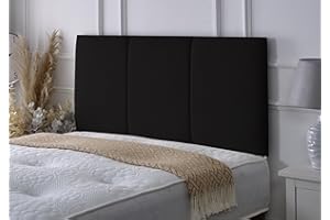 SERENITY HEADBOARDS Divan Bed Headboard Alton Chenille 20" Height Padded Paneled Headboard (Black, 5ft Kingsize)