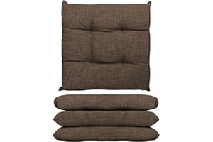 GLHOME IDEE PER LA CASA GL HOME Set 4 o 6 Cuscini Sedia Con Lacci a 4 Punti Made in Italy - Cuscini Imbottiti 40 x 40 per Sedie Cucina - Comodi e Morbidi - 4 Pezzi/Marrone