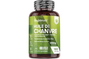 Huile de Chanvre 1000 mg, 180 Gélules (6 Mois) - Huile Pressée à Froid - Source d'Acides Gras Essentiels, Omega 3 6 9 - Antioxydant Puissant, Vitamine E - Huile de Graines de Chanvre (hemp seed oil)