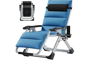 MOPHOTO Zero Gravity Chair, Outdoor Lounge Chair with Side Table, Zero Gravity Recliner, Sturdy & Comfortable, Supports up to 200KG(Lake Blue)
