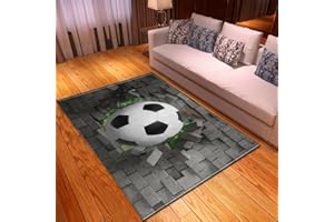 PEIHUODAN Tappeto Soggiorno Gioco Ragazzo Adolescente Camera da Letto Tappeto Antiscivolo Verde Campo da Calcio Gioco Graffiti Camera dei Bambini Decorazione Tappeti Lavabile (Grigio,120 x 180 cm)