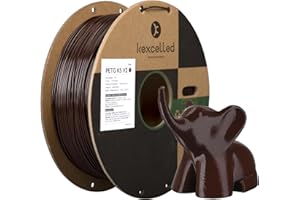 PETG Filamento 1,75mm kexcelled, Resistencia Química, Resistencia a Bajas Temperaturas, Filamento para Impresora 3D, Actualizar Carrete de Cartón +/- 0,03mm, Carrete de 1kg (2,2lbs), Chocolate