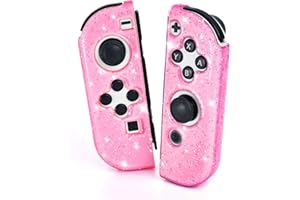 DLseego Protective Cover for Switch/Switch OLED Controller,Transparency Glitter Soft TPU Handle Protector Grip Case Shell,Pink