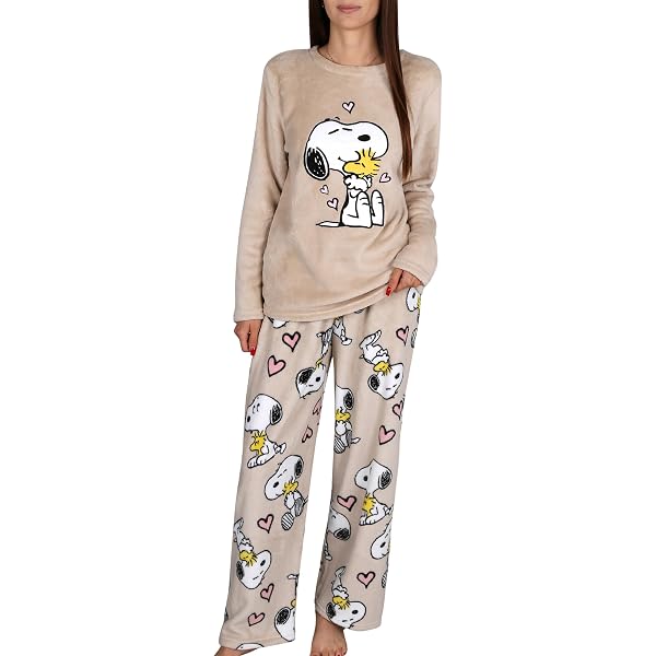 Pigiama Invernale Gisela X Peanuts – Cotone Interlock Non Felpato, Pantalone Elastico Logato, Snoopy Design – Taglie S-XL, Confezione Regalo