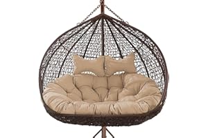 FYHTC Hanging Egg Chair Cushion 2 Person, Swing Cushion Outdoor Seats, Double Hanging Basket, Hammock Replacement(Khaki)
