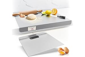 GOEASYOII Plaque Inox Cuisine en acier Inoxydable, Planche a Decouper Inox, Protege Plan de Travail Cuisine avec bord d'arrêt, Planche à Pétrir Inox pour Pain et Pizza(Hauteur 2cm) (50x60cm)