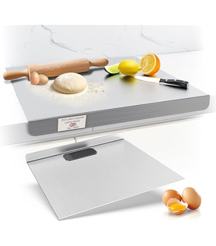 Planche à Découper En Inox 304 - 60x50 Cm, épaisseur 1.5 Mm, Double Face, Pour Cuisine Pro Ou Maison