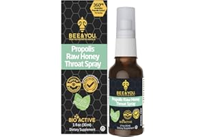 ‎BEE & YOU Bee and You Propolis Raw Honey Throat Spray - Natural Immune Support and Pain Relief for Throat Pain, Antioxidants, Keto, Paleo, Gluten Free, 38ml