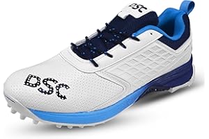 DSC Jaffa 22 Cricket Shoes | Color: White/Navy | Size: 9UK/10US/43EU | for Mens & Boys | Material: Mesh | Breathable Mesh | Non-Slip Sole for Improved Durability for Stability