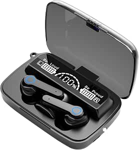 Auricolari wireless, auricolari Bluetooth nell'orecchio 5.0, riproduzione a  60 ore, display digitale a schermo intero, impermeabile IPX5, auricolari  wireless con modalità singola/doppia-M19 : Amazon.it: Elettronica