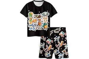Gaifully Boys Brainrot Tralalero Tralala Pyjamas Set Boys Tung Tung Sahur Short Sleeve Pjs Tops Pants 2 Piece Outfit