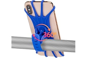 ROCKBROS Soporte Móvil Bicicleta Universal, Soporte de Manillar para Moto Scooter Silicona Ajustable 4,0”-6,7”, Rotación 360°