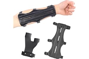Fhioevt 2 Piezas Protector de Brazo de Tiro con Arco Ajustables Protector de Brazo de Tiro de Arco Protección de Tiro con Arco Protector Dedos Arco Cuero para Adultos,Adolescentes (Negro)