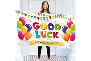 KASKANA Good Luck banner and decoration - We Will Miss You banner - Sorry Your Leaving decorations - 5ft x 3ft with 4 brass holes - Vivid Digital Print - 110Den Thick polyester - Double Seam (White)