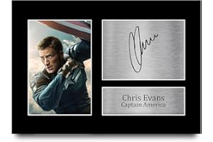 HWC Trading A4 Chris Evans Captain America The Avengers Cadeaux Imprimé Signé Autographe Photo pour les fans de cinéma - A4