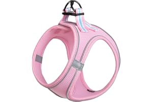 HEELE Arnes Perro Pequeño con Lineas Reflecantes Arnés Perro Antitirones Ajustable Suave Acolchado Cómodo para Viajar Pasear con Mascota, Rosa, S