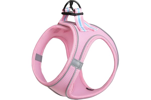 HEELE Harnais Chien Harnais pour Petit Chien Step-in Air Mesh Réfléchissante Réglable Harnais pour Chiot, Rose, M