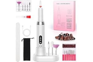 CARASTEK Fresa per Unghie 12 in 1 Portatile kit Manicure e Pedicure Elettrico 20000 RPM Velocità Regolabile Lima per Unghie Elettrica Senze Fili Portatile Ricaricabile Lima Elettrica Unghie Portatile Fresa