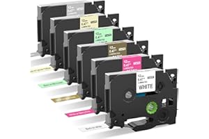 MarkField 6x Compatibile Nastro per Etichette Sostituzione per Brother P-Touch TZ TZe-231, 12mm x 8m Laminato Pastello cassetta nastro per PT-H105 H101C H110 H100LB/R 1000 1080 D200 E100 P300BT